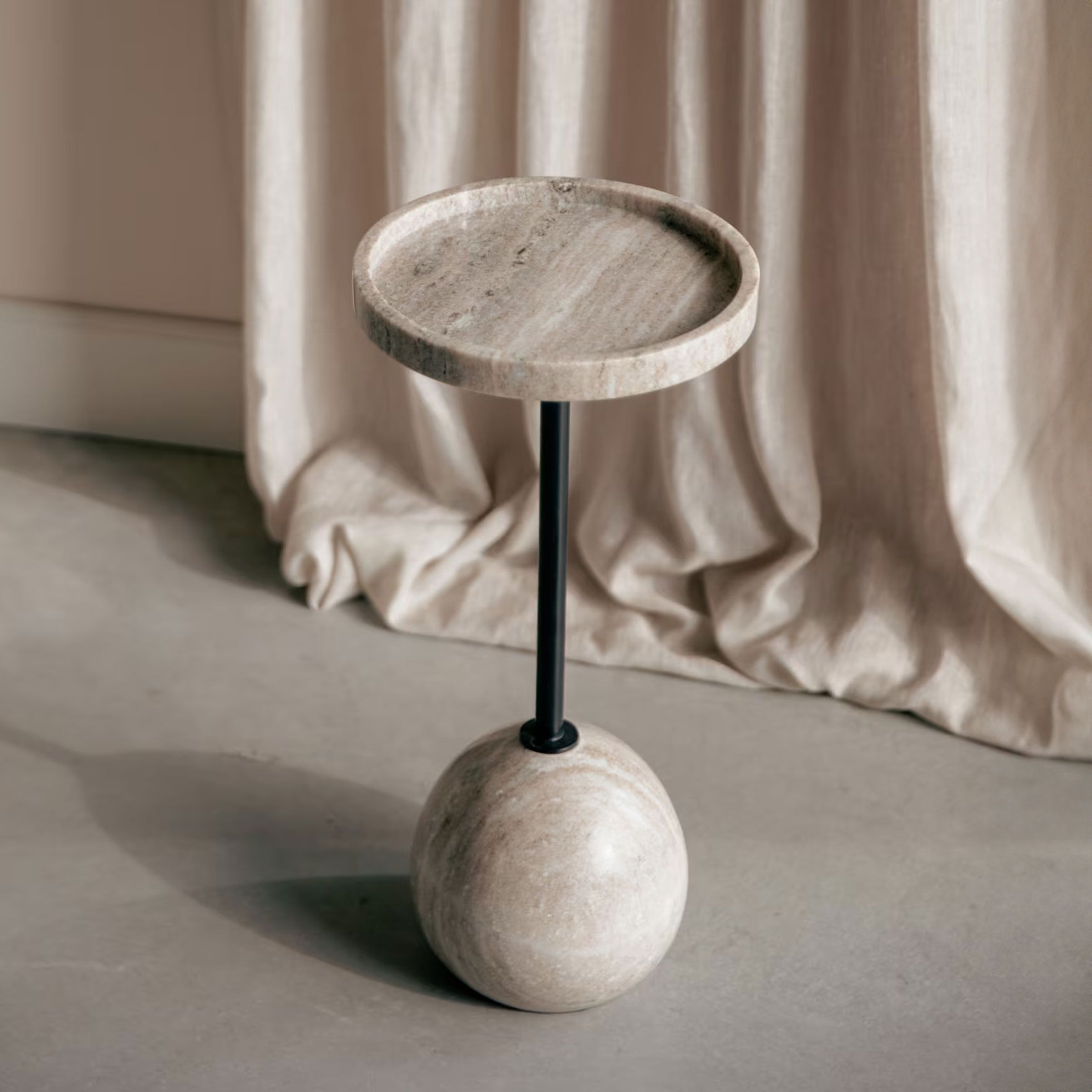 Zuiver Ronde Marmeren Cocktailbijzettafel 25 cm – Grijs