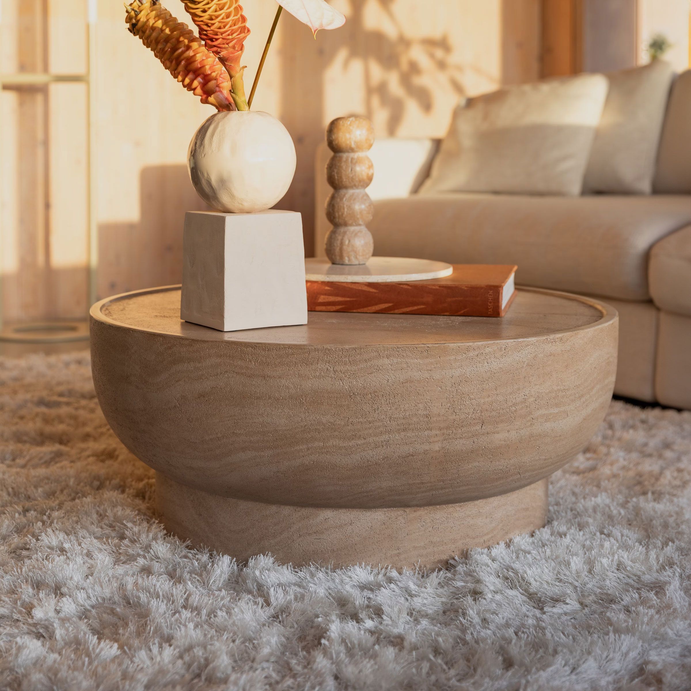 Zuiver Ronde Salontafel Noble in Travertinlook – 80 cm, Beige