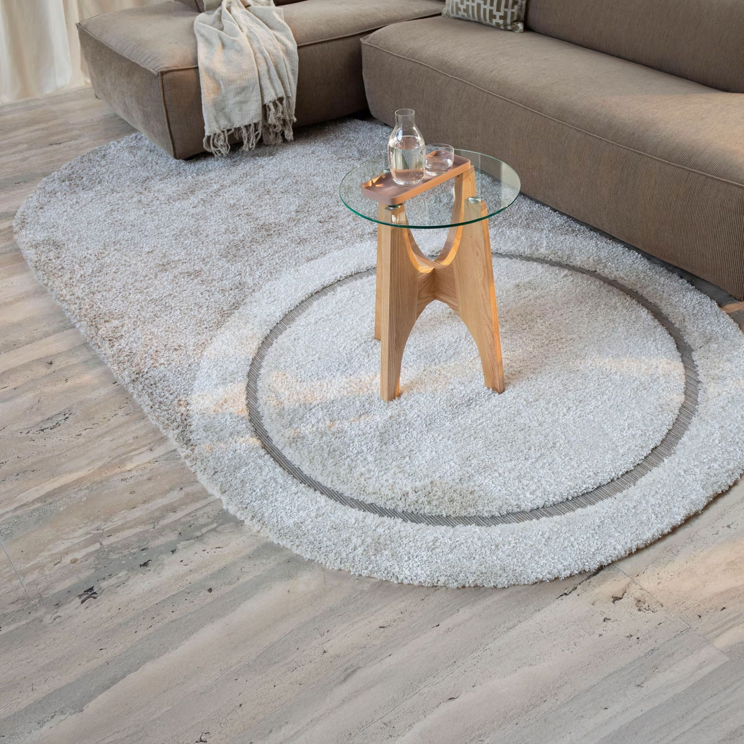 Zuiver Vloerkleed Spark – Ovaal, Beige, 160 × 300 cm – Luxe, Hoogpolig & Zacht
