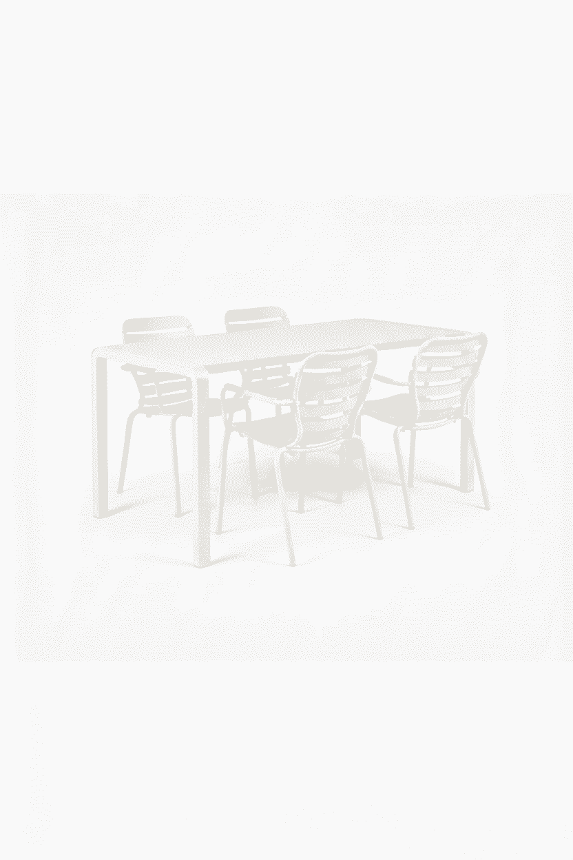 Zuiver Vondel tuinset – strakke witte eettafel met 4 comfortabele stoelen