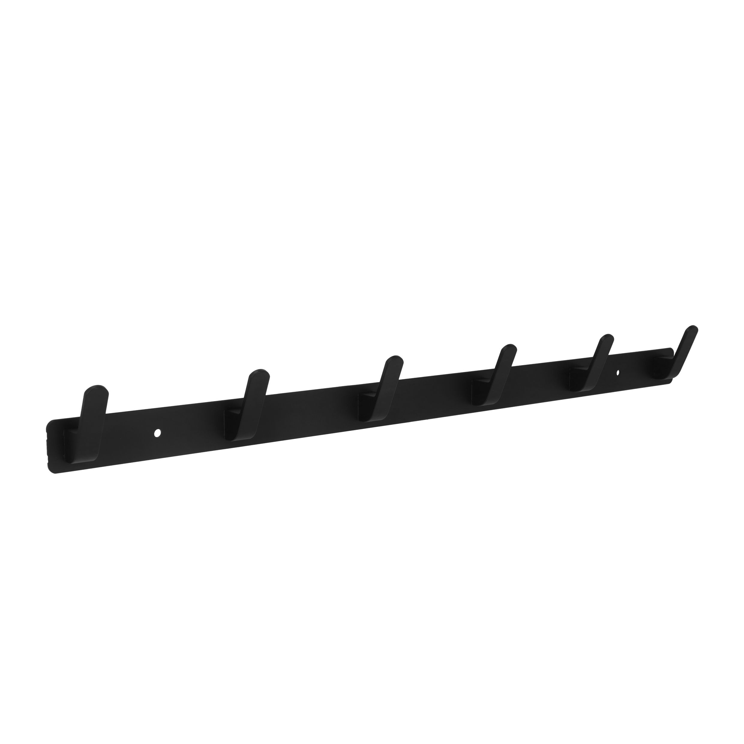 Zuivere zwarte aluminium wandkapstok met 6 haken – QUVIO