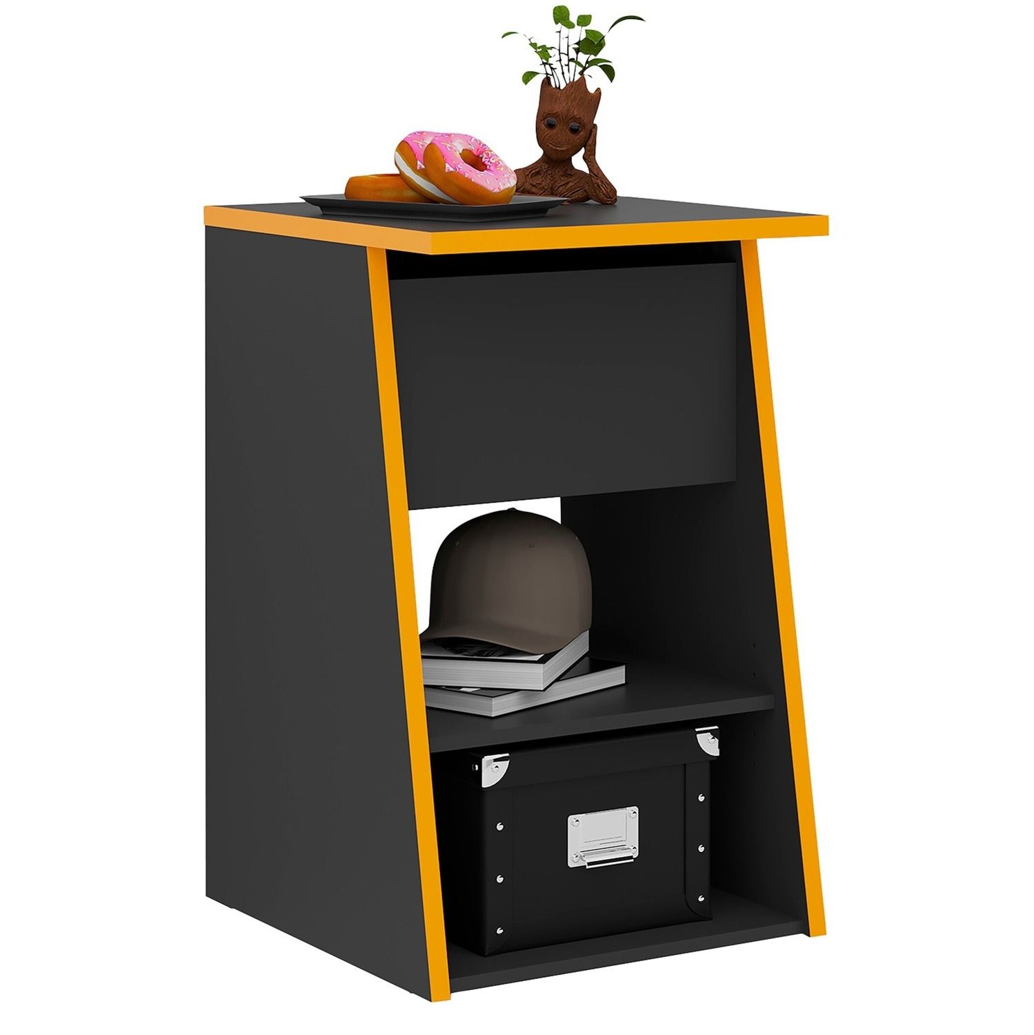 Zwart‑oranje Ladeblok Zocker Pro 78 cm – Compacte, Krasbestendige Opbergoplossing