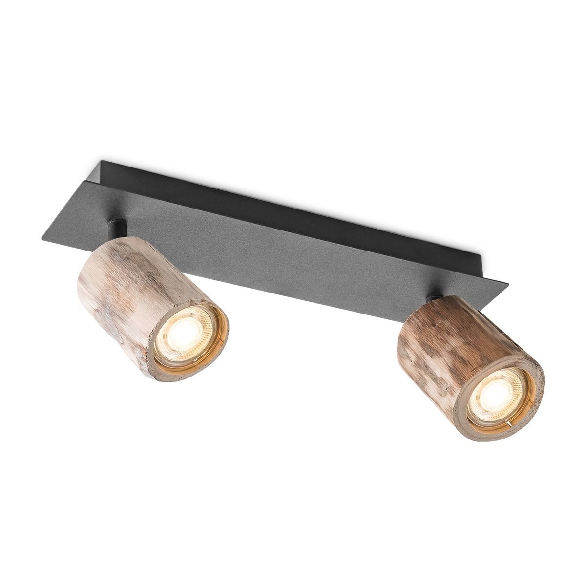 Zwarte LED opbouwspot Wood – Landelijke charme met dimbare verlichting