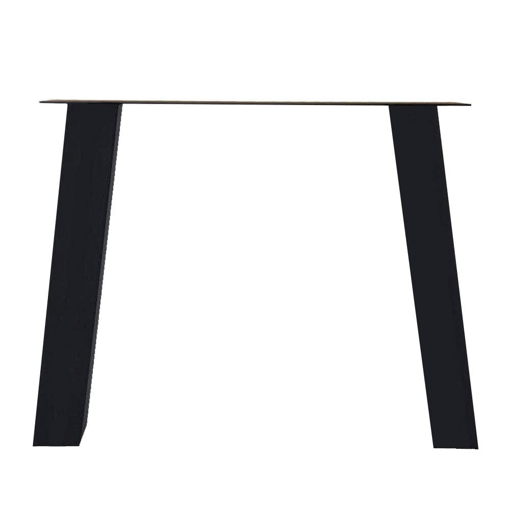 Zwarte stalen tafelpoot in trapeziumvorm – 72 cm hoog, 80 × 10 cm top – Furniture Legs Europe