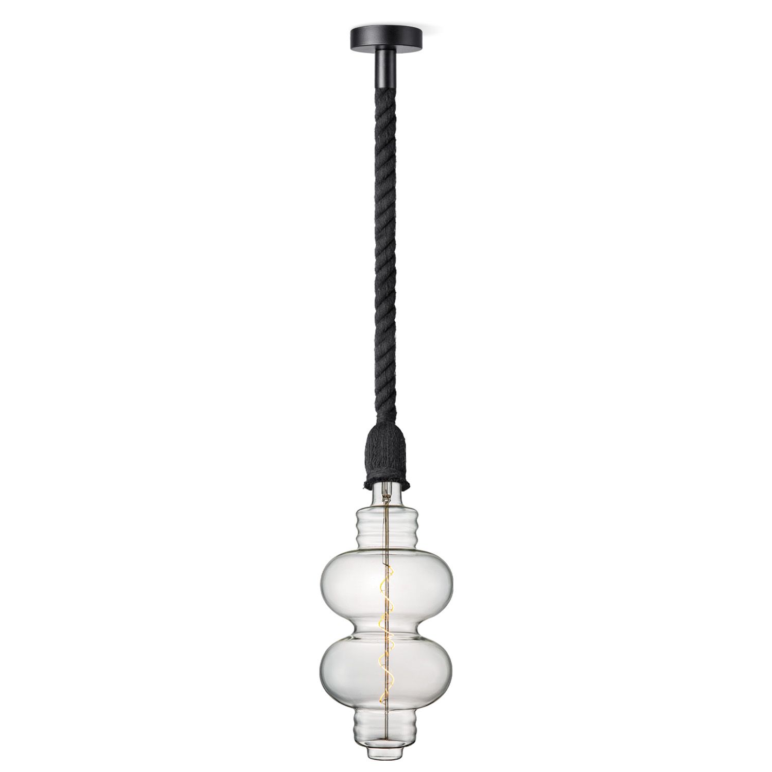 Zwarte Touw Hanglamp Leonardo – Stoere Verlichting voor Keuken, Eettafel en Meer