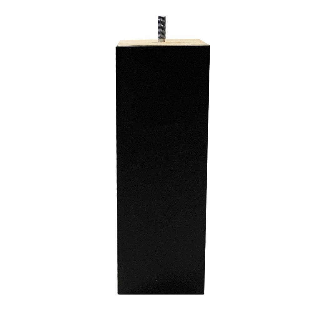 Zwarte vierkante meubelpoot 8 × 8 cm – 25 cm hoog, massief hout | Furniture Legs Europe