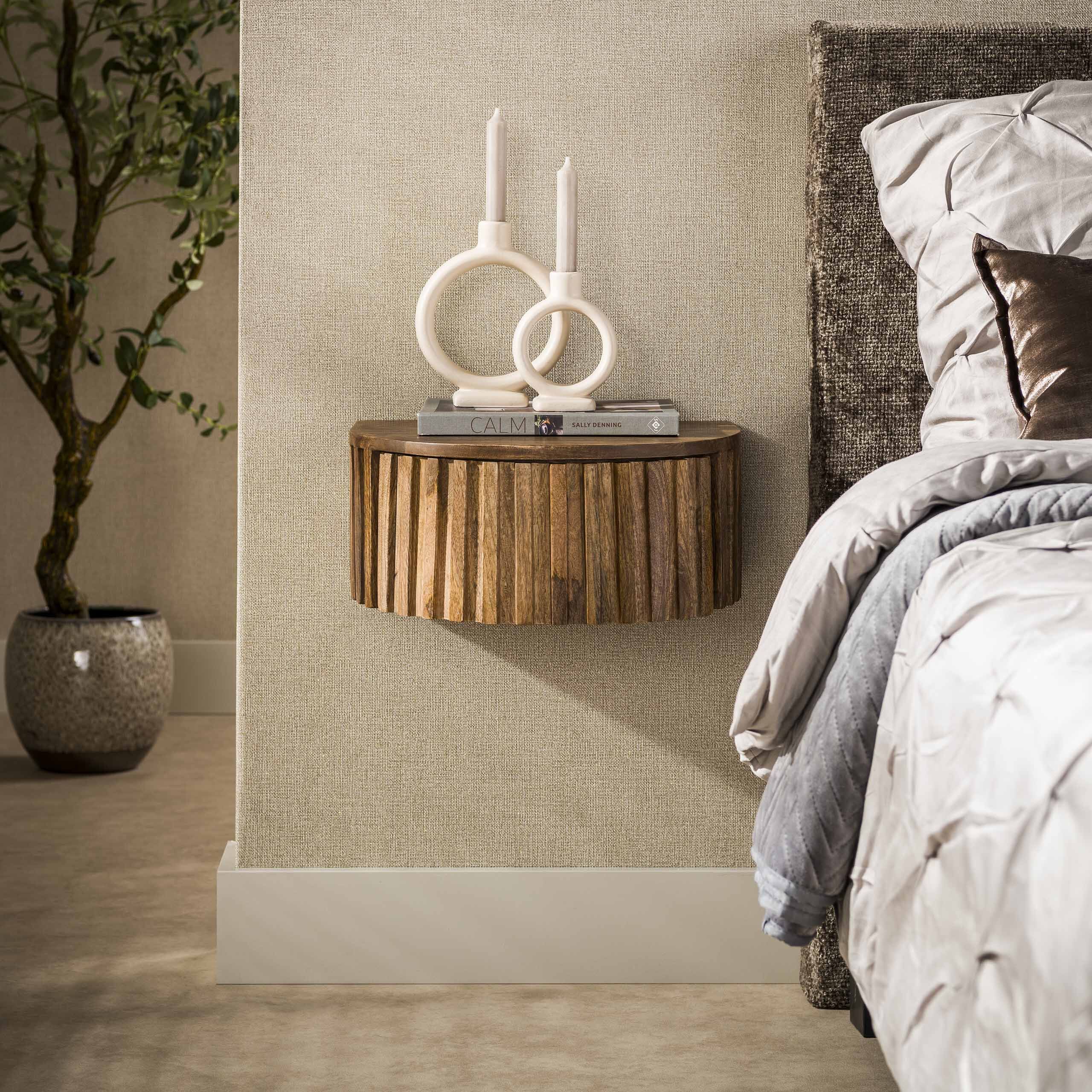 Zwevend nachtkastje van massief mangohout – LifestyleFurn
