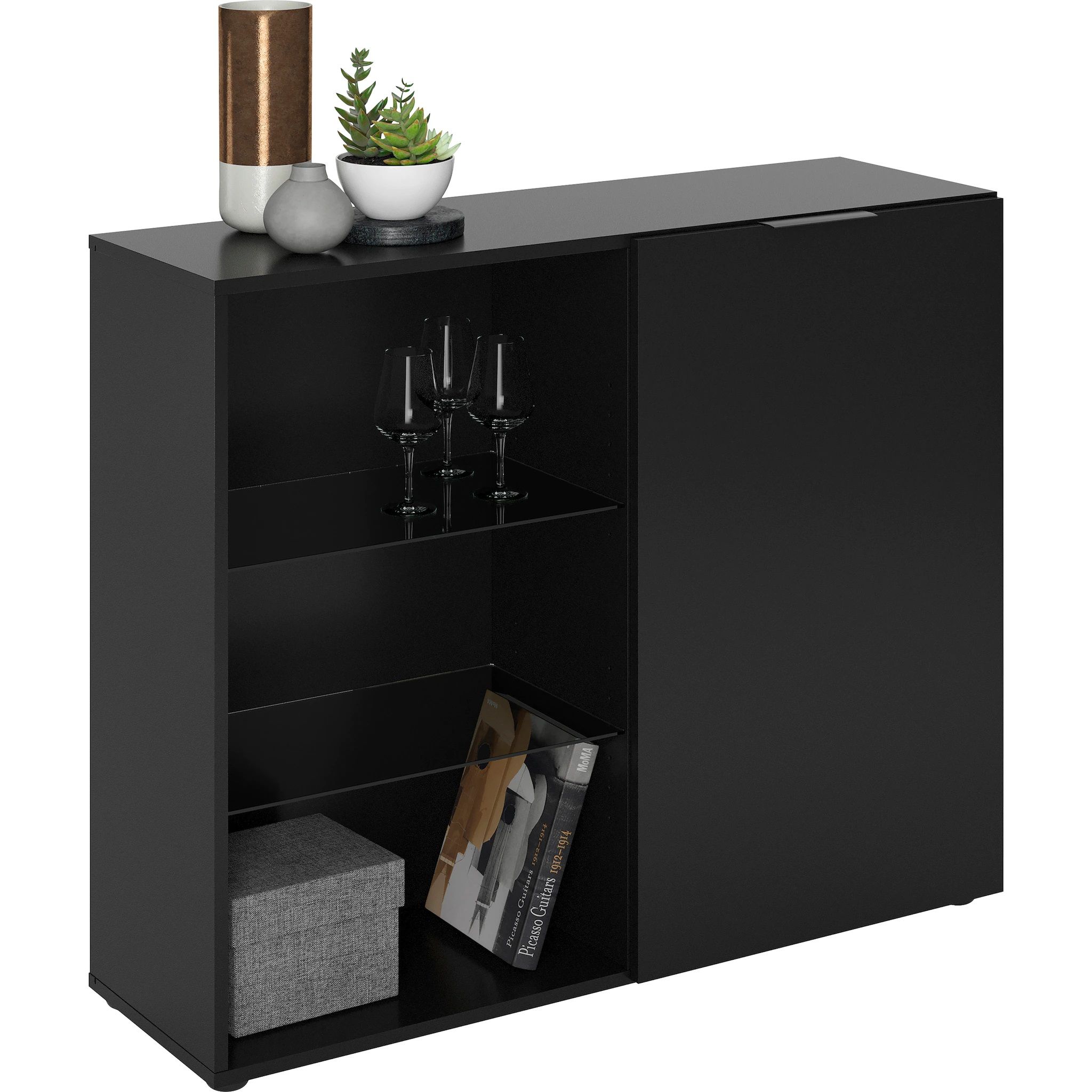 Zwevend Opbergkast Dark – Strakke Zwarte Wandkast van 81 cm Hoog