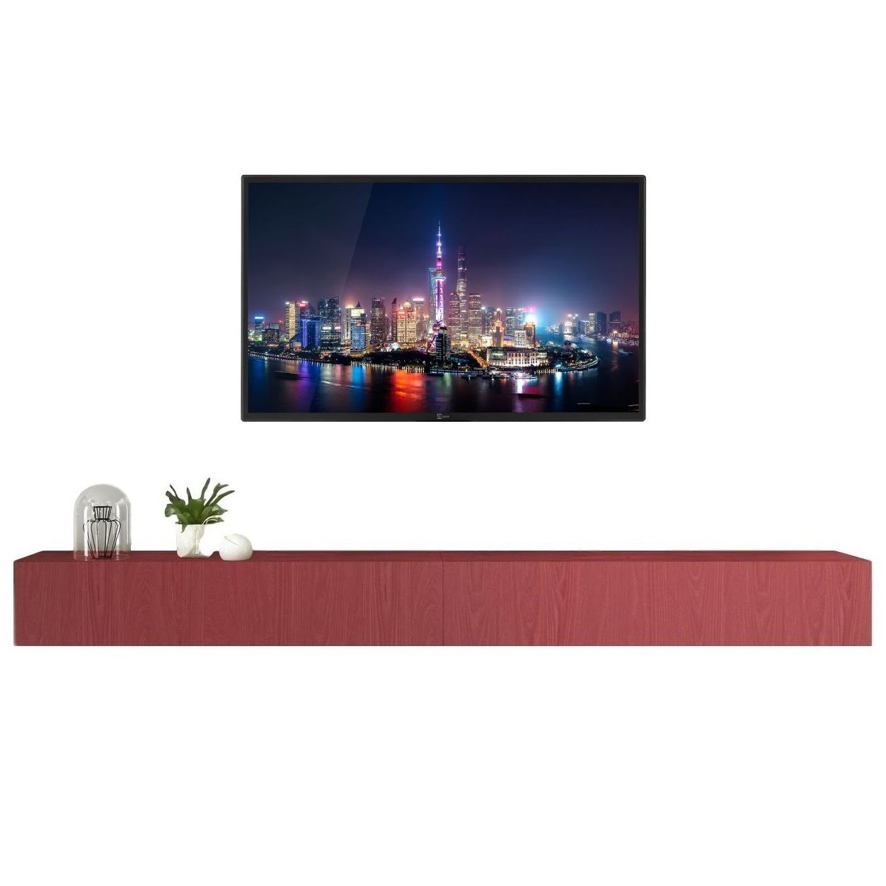 Zwevend TV‑meubel Tesla – 276 cm breed, rood – Pesaro Mobilia