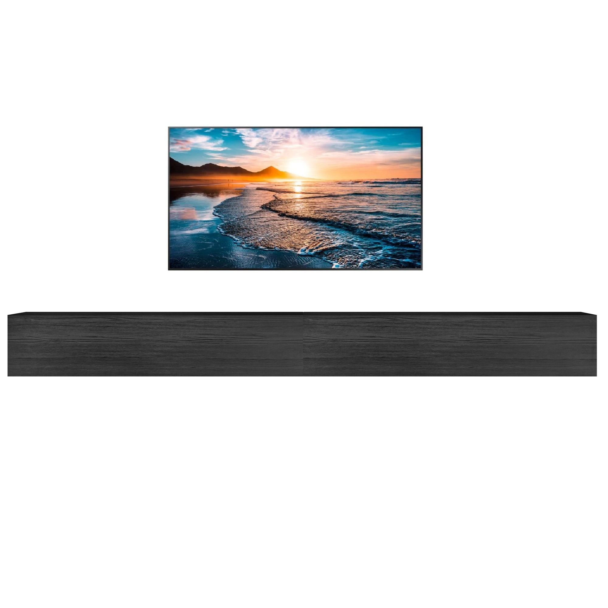 Zwevend TV‑meubel Tesla – royale 276 cm in stijlvol burnt black