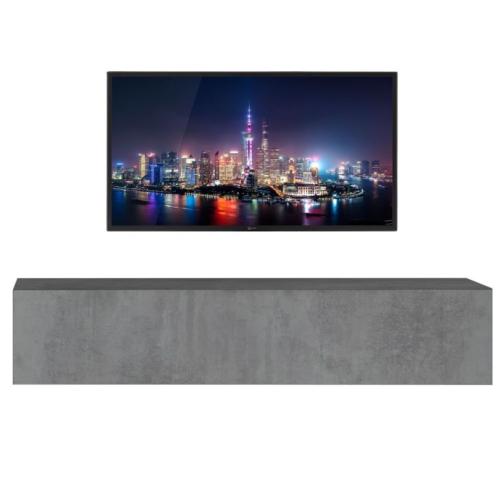 Zwevend TV‑meubel Tesla – Strak design in grijs beton, 138 cm