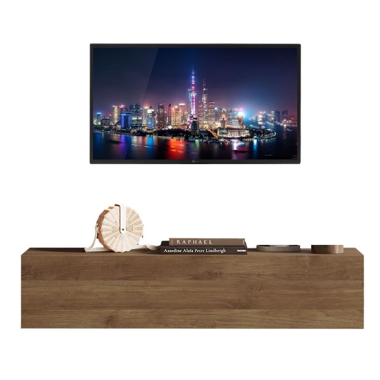 Zwevend TV-meubel Tesla – Strak walnootdesign van 138 cm